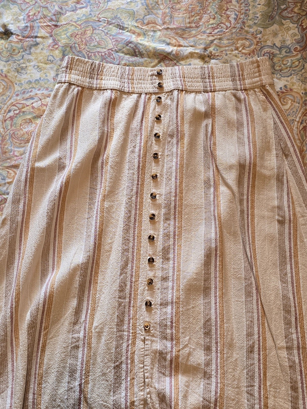 Sonoma Vertical Striped Midi Skirt in Cream and Pink